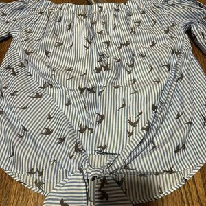 BNWT Express Off-Shoulder Striped Women's Top